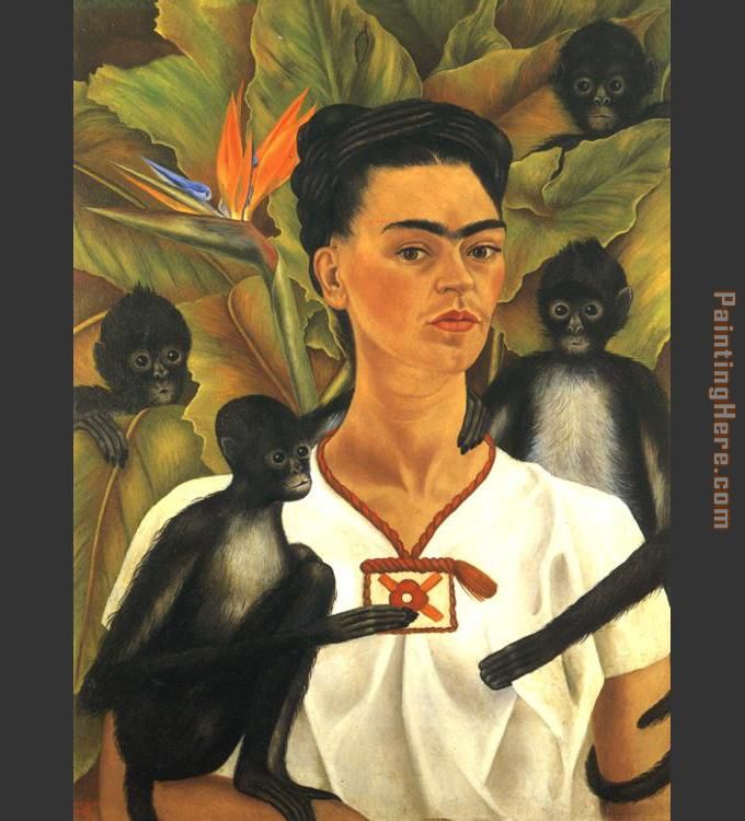 Frida Kahlo Self Portrait with Monkeys